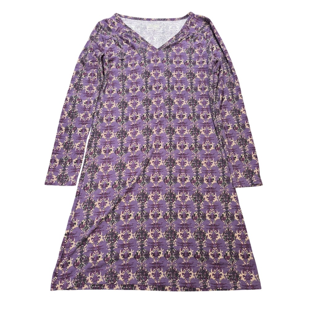 Mountain Khakis Long Sleeve A-Line Dress Women's Size S Purple Geometric Print